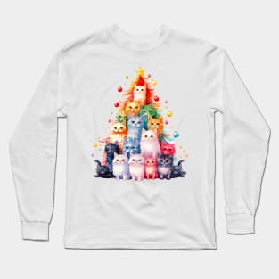 Cat Christmas Tree Long Sleeve T-Shirt